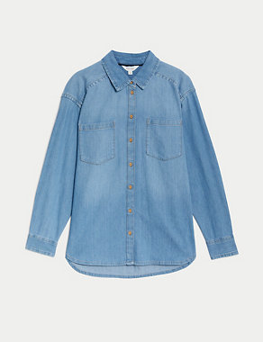 Denim Collared Relaxed Shirt Image 2 of 6