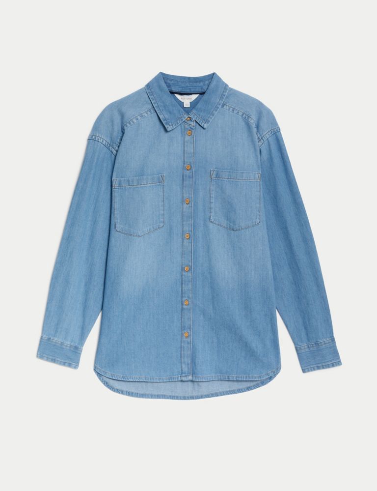 Denim Collared Relaxed Shirt 2 of 5