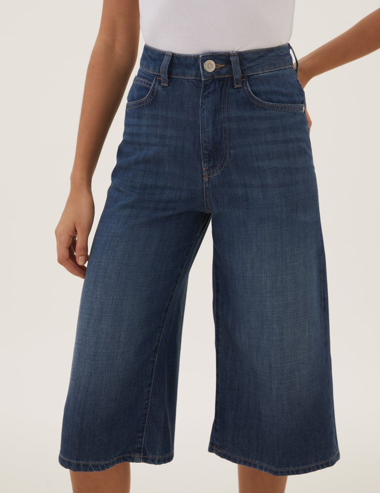 Denim Cropped Culottes, M&S Collection