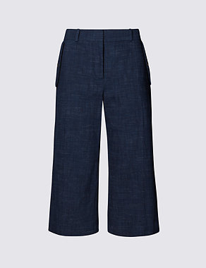 Denim Culottes with Linen Image 2 of 3