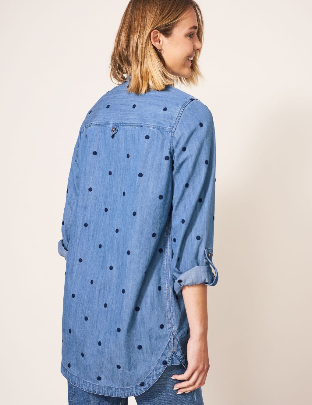 Denim Embroidered Collared Tunic 4 of 4