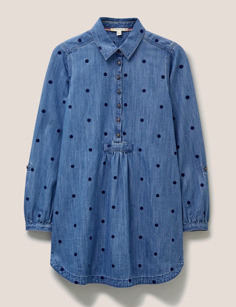 Denim Embroidered Collared Tunic 2 of 4