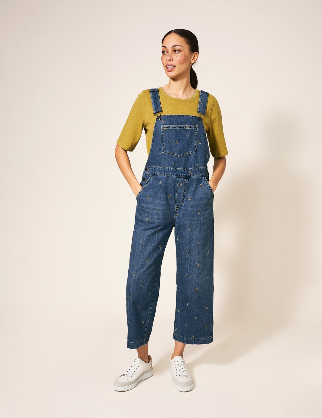 Denim Embroidered Cropped Dungarees White Stuff M S