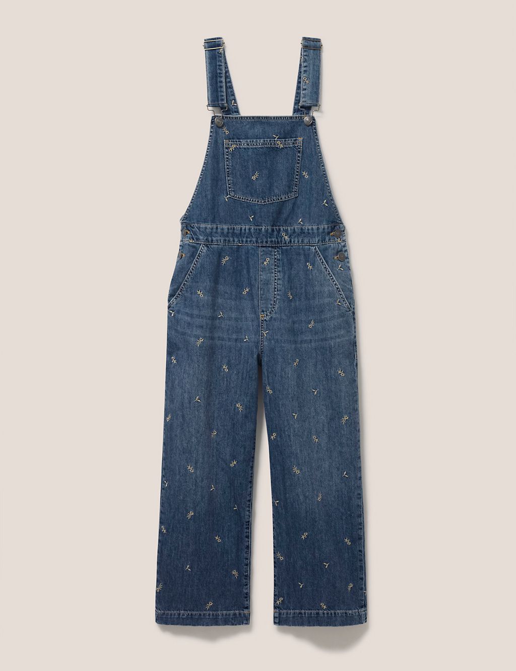 Denim Embroidered Cropped Dungarees 1 of 6