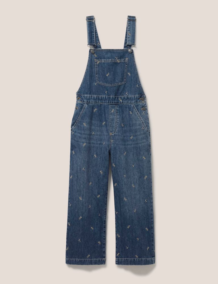 Denim Embroidered Cropped Dungarees 2 of 6