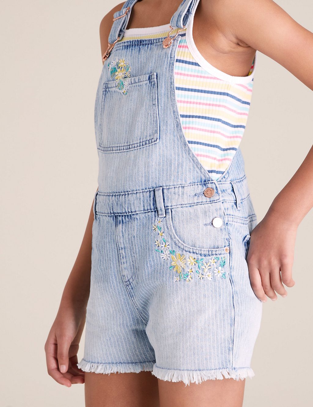 Denim Embroidered Dungarees (6-16 Yrs) 2 of 5