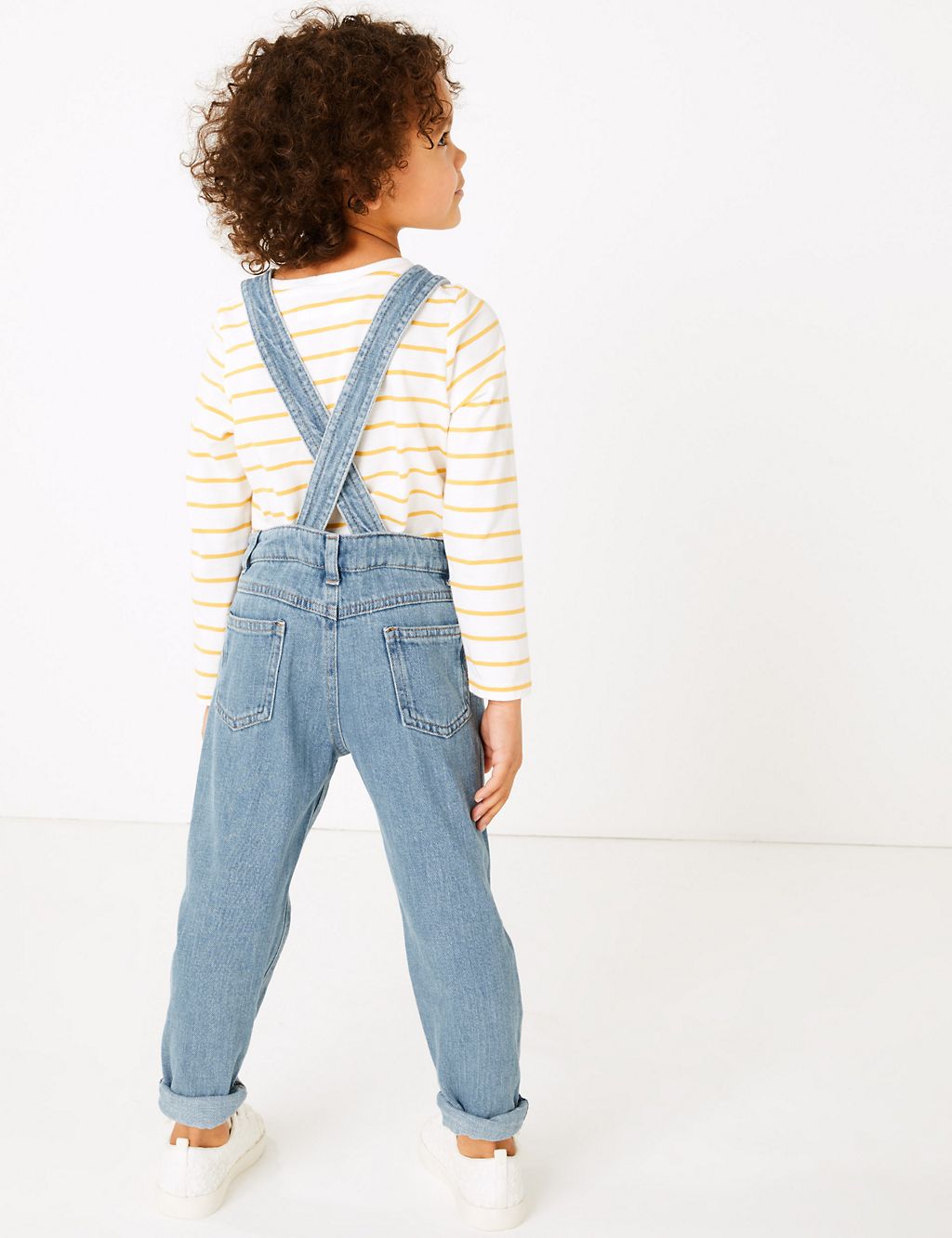 Denim Embroidered Flower Dungarees (2-7 Yrs) 4 of 4