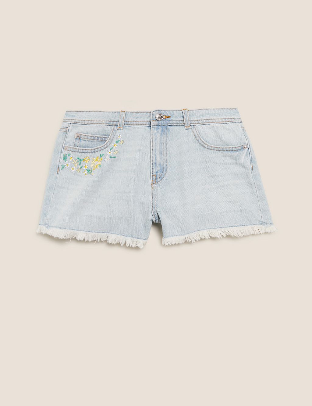 Denim Embroidered Flower Shorts (6-16 Yrs) 1 of 5