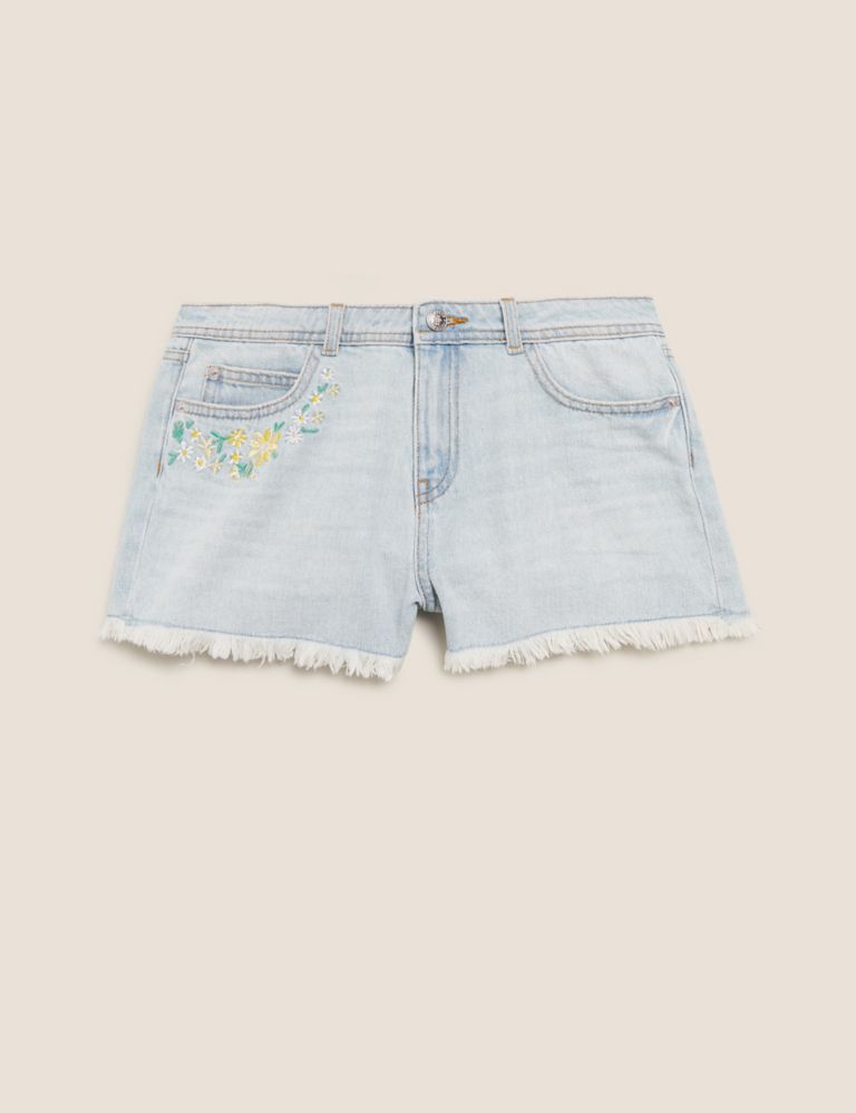 Denim Embroidered Flower Shorts (6-16 Yrs) 2 of 5