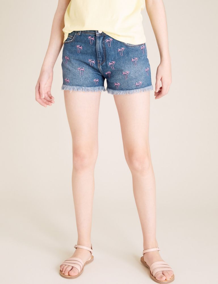 Denim Embroidered Palm Tree Shorts (6-14 Yrs) | M&S