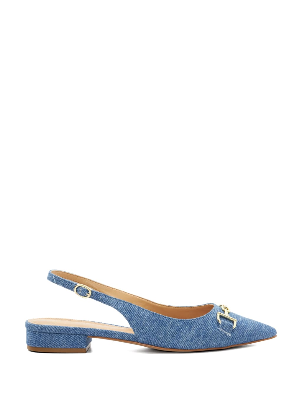 Denim Flat Pointed Slingback Ballet Pumps 3 of 5