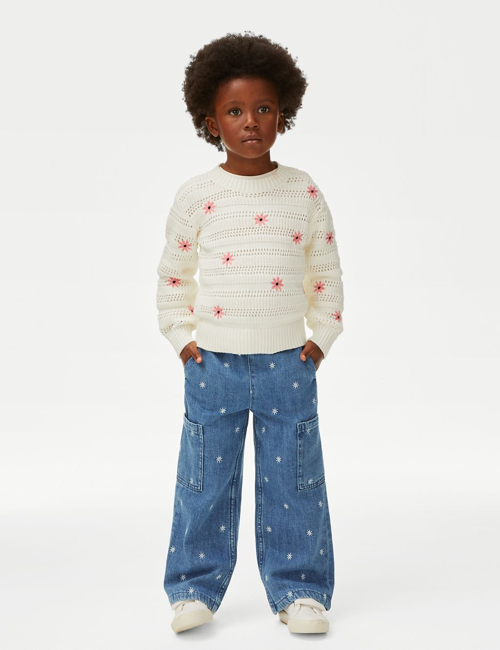 Denim Floral Cargo Trousers (2-8 Yrs) 3 of 5