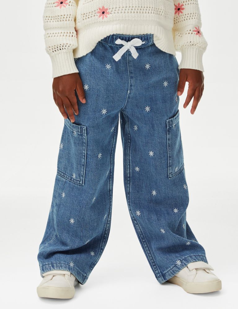 Denim Floral Cargo Trousers (2-8 Yrs) 4 of 5