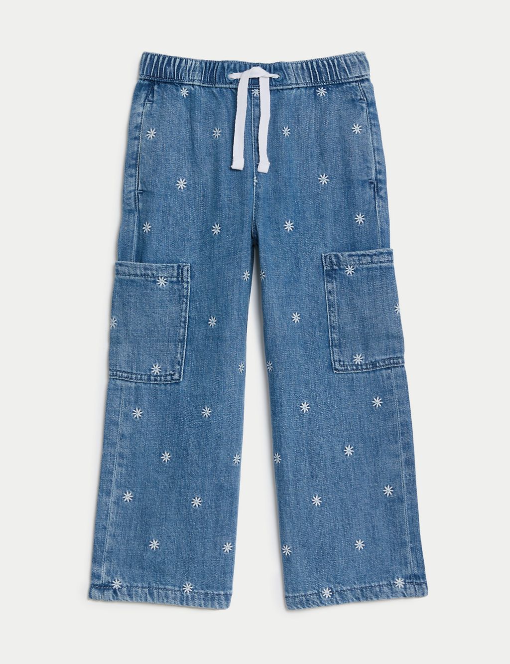 Denim Floral Cargo Trousers (2-8 Yrs) 1 of 5