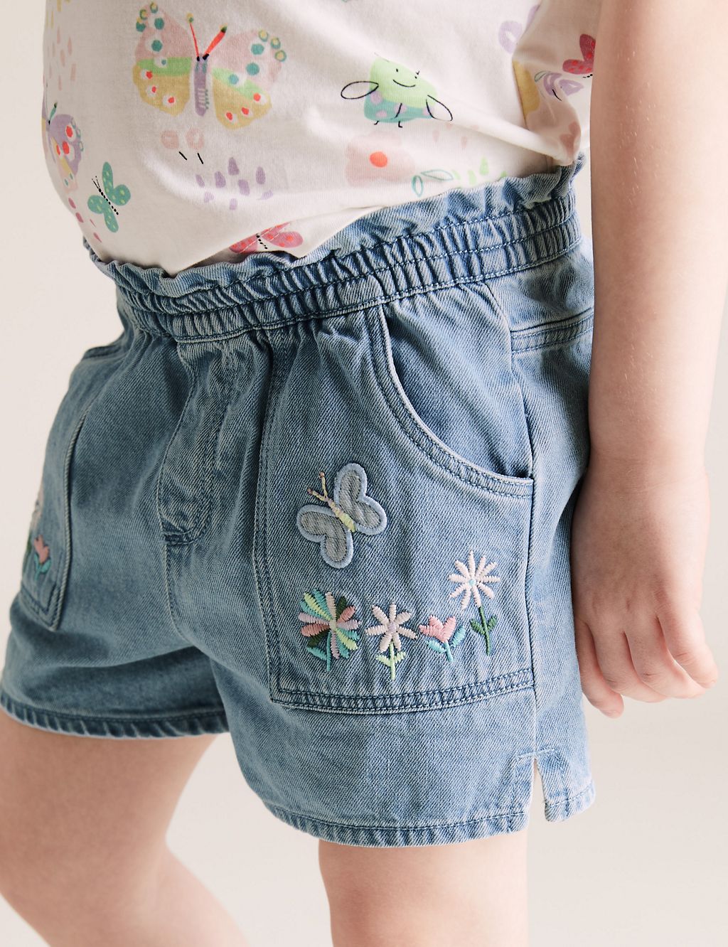 Denim Floral Embroidered Shorts (2-7 Yrs) 2 of 5