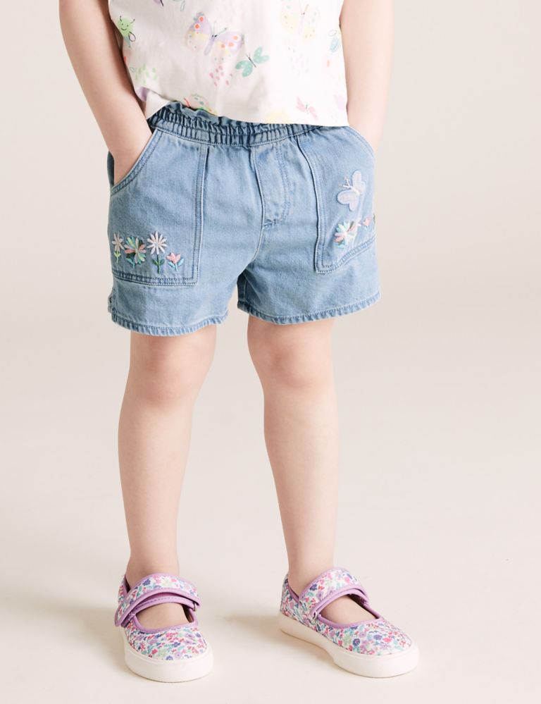 Denim Floral Embroidered Shorts (2-7 Yrs) 4 of 5