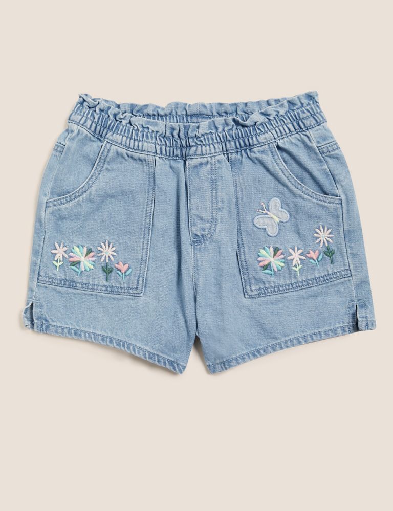 Denim Floral Embroidered Shorts (2-7 Yrs) 2 of 5