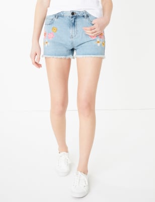 Floral cheap embroidered shorts