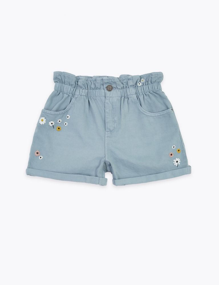 Denim Floral Embroidered Shorts (6-16 Yrs) 2 of 5