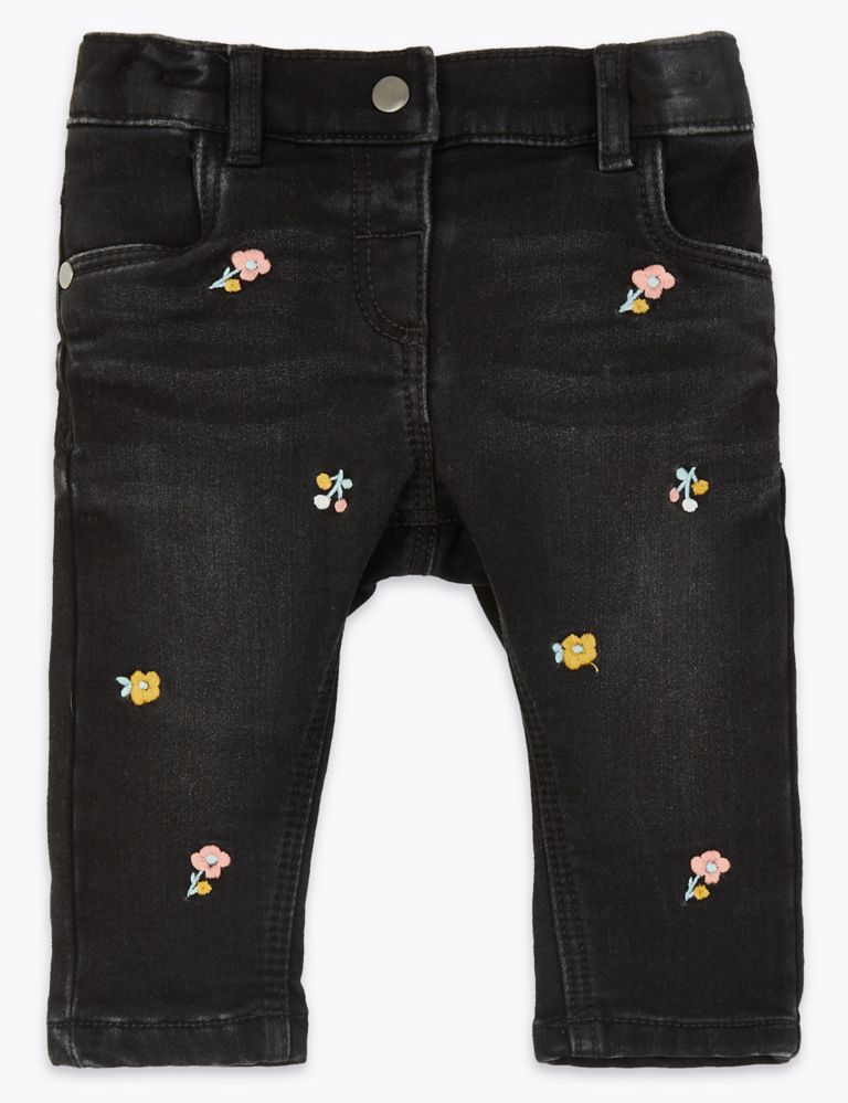 Denim Floral Jeans 1 of 3