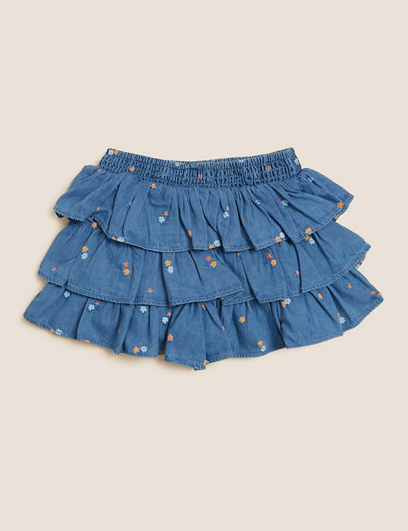 Marks & Spencer Clothing Skirts Skorts 2-7 Yrs Denim Denim Floral Skort 