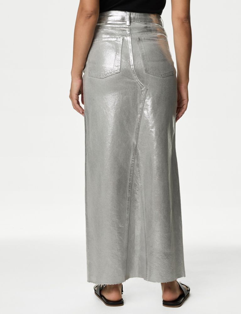 Denim Foil Metallic Maxi Skirt 6 of 7