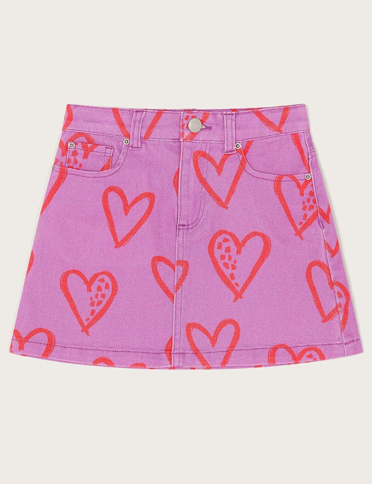 Denim Heart Print Skirt (3-13 Yrs) 1 of 3
