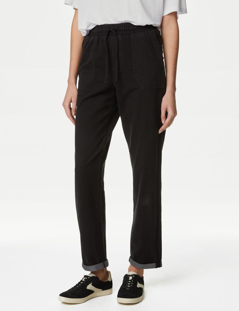 Laura Grey Cropped Straight Leg Pull On Stretch Pants - M/L Petite