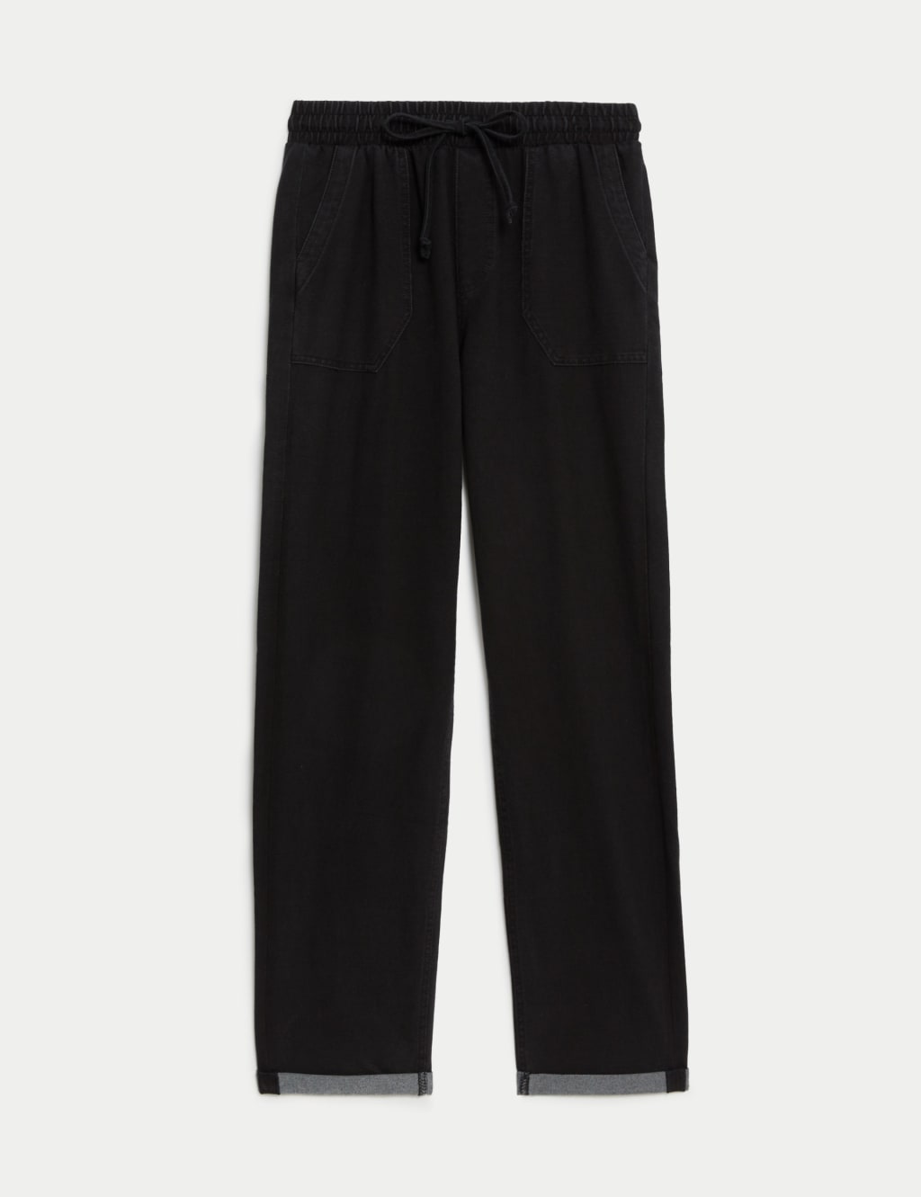 Black drawstring jersey wide discount leg jogger