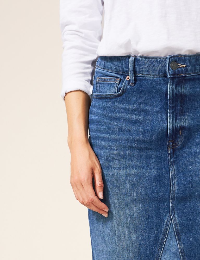 Buy Denim Knee Length Straight Skirt | White Stuff | M&S
