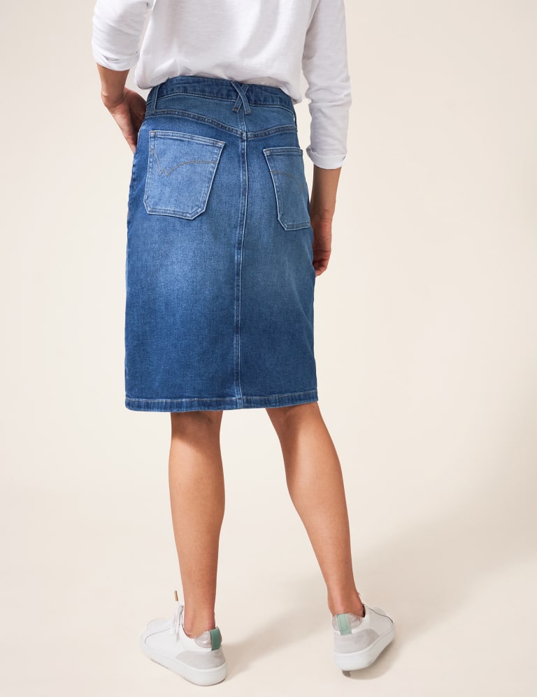 Denim Knee Length Straight Skirt 4 of 5