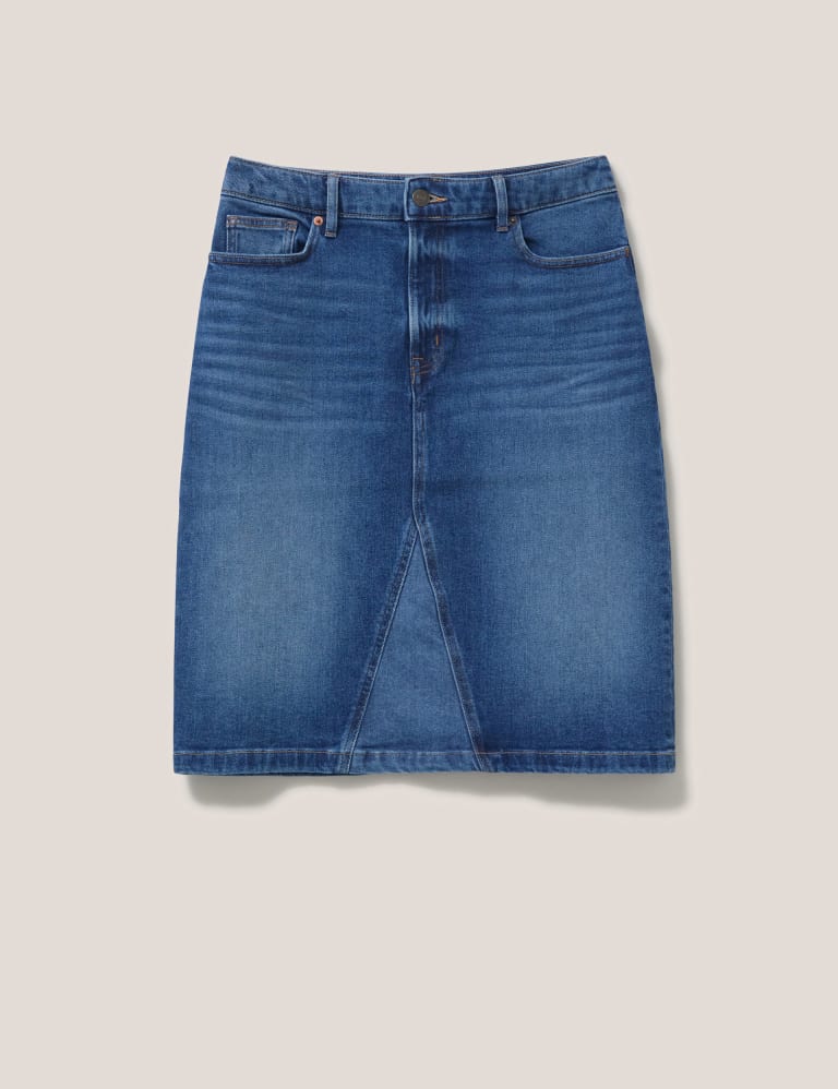 Denim Knee Length Straight Skirt 2 of 5