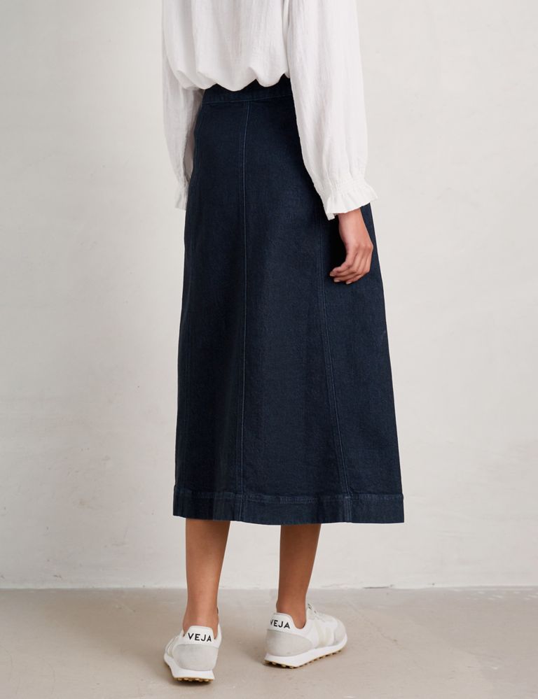 Denim Midi A-Line Skirt 4 of 5