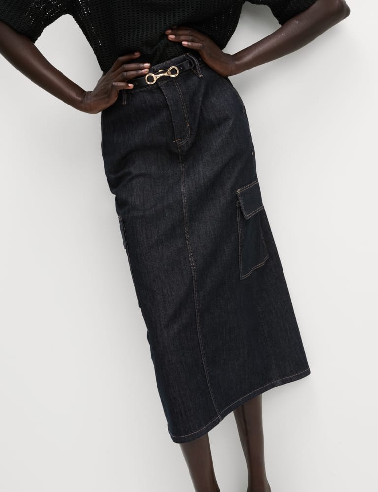 Denim Midi Cargo Skirt 1 of 5