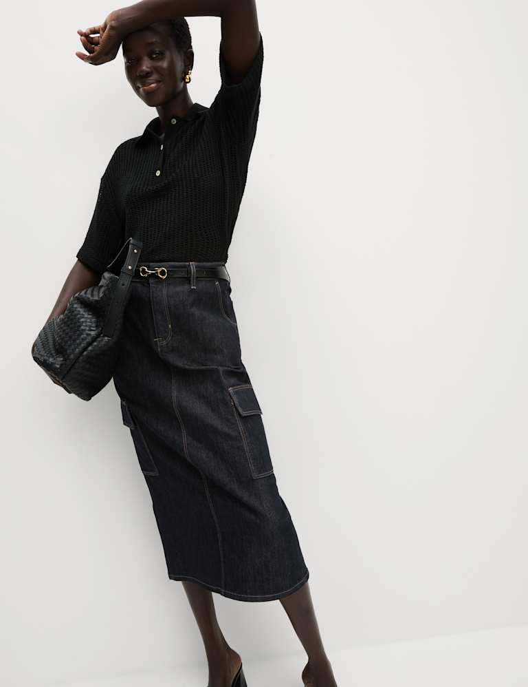 Denim Midi Cargo Skirt M S Collection M S