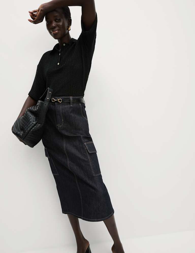 Denim Midi Cargo Skirt 3 of 5