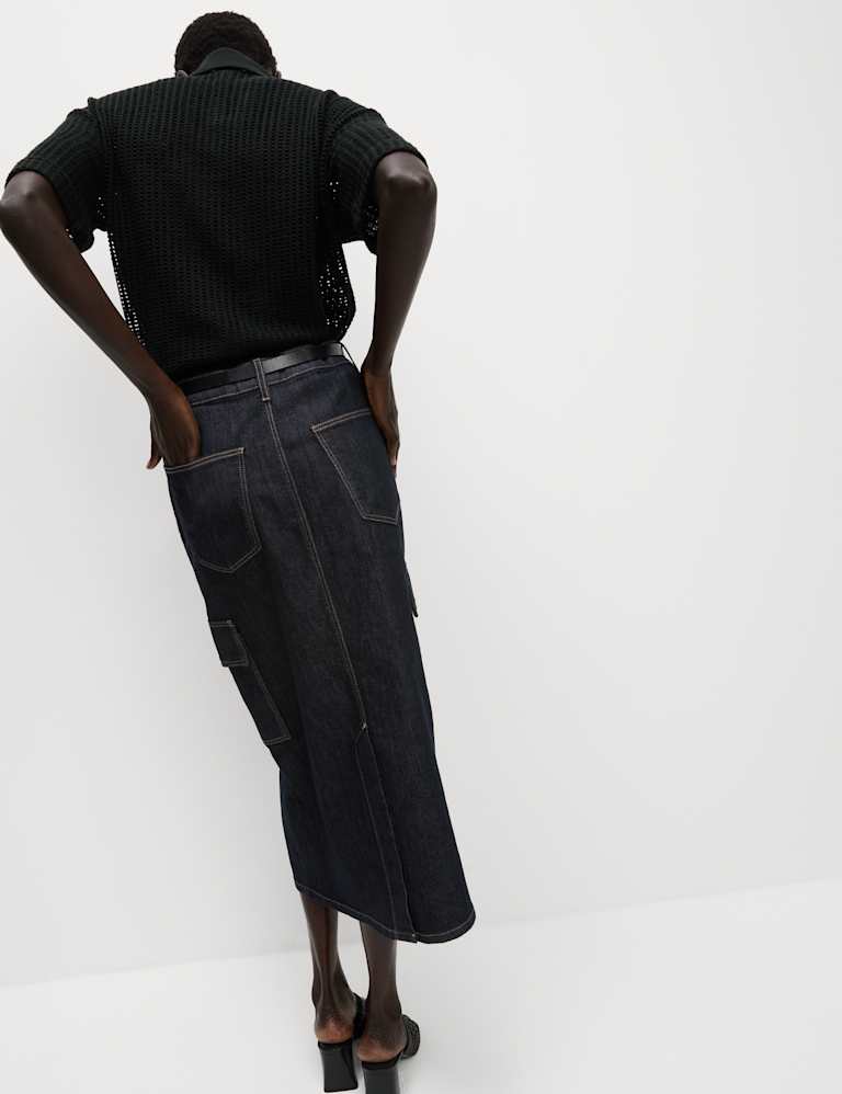 Denim midi skirt m and s top