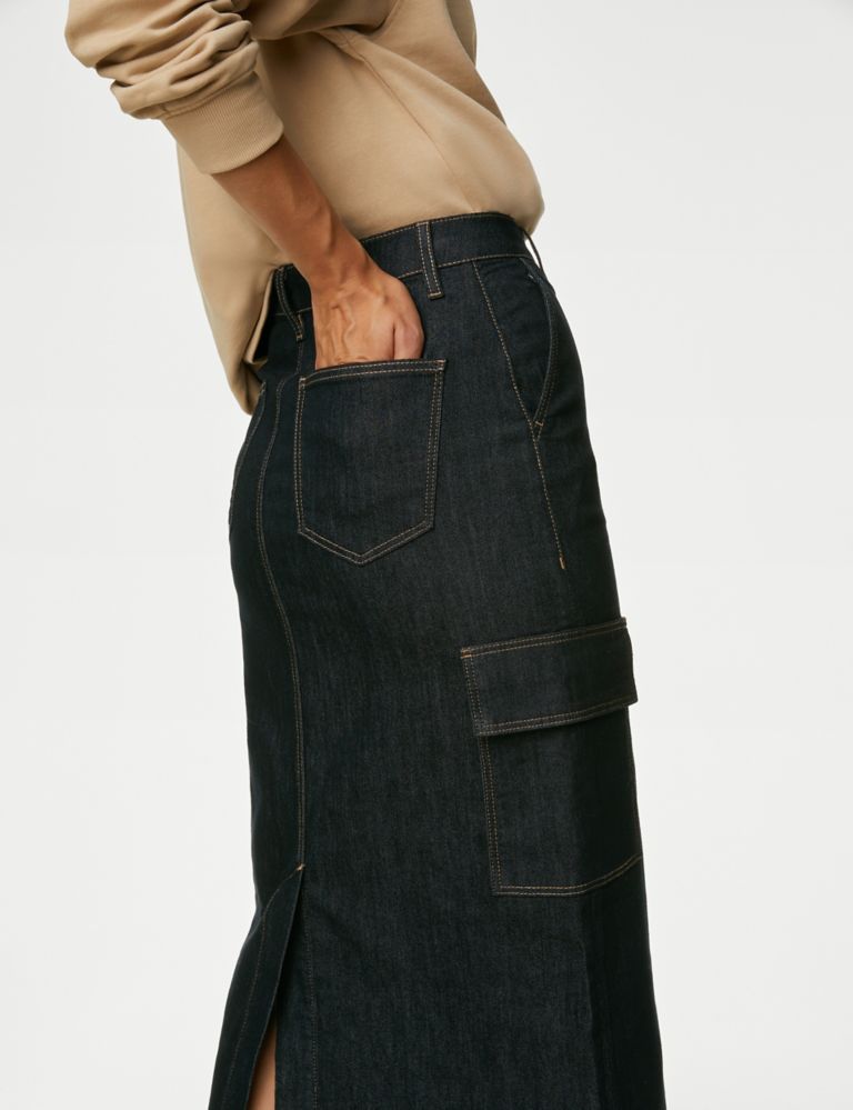 Women's Denim Cargo Midi Skirt, Women's Bottoms