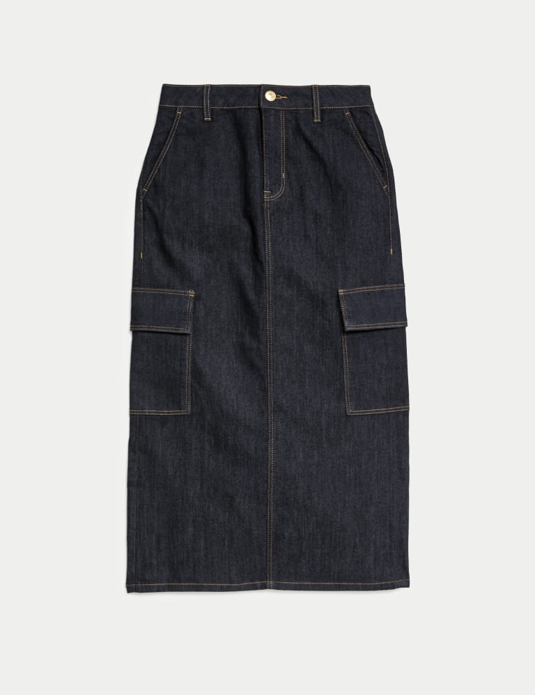 Denim Midi Cargo Skirt 2 of 5