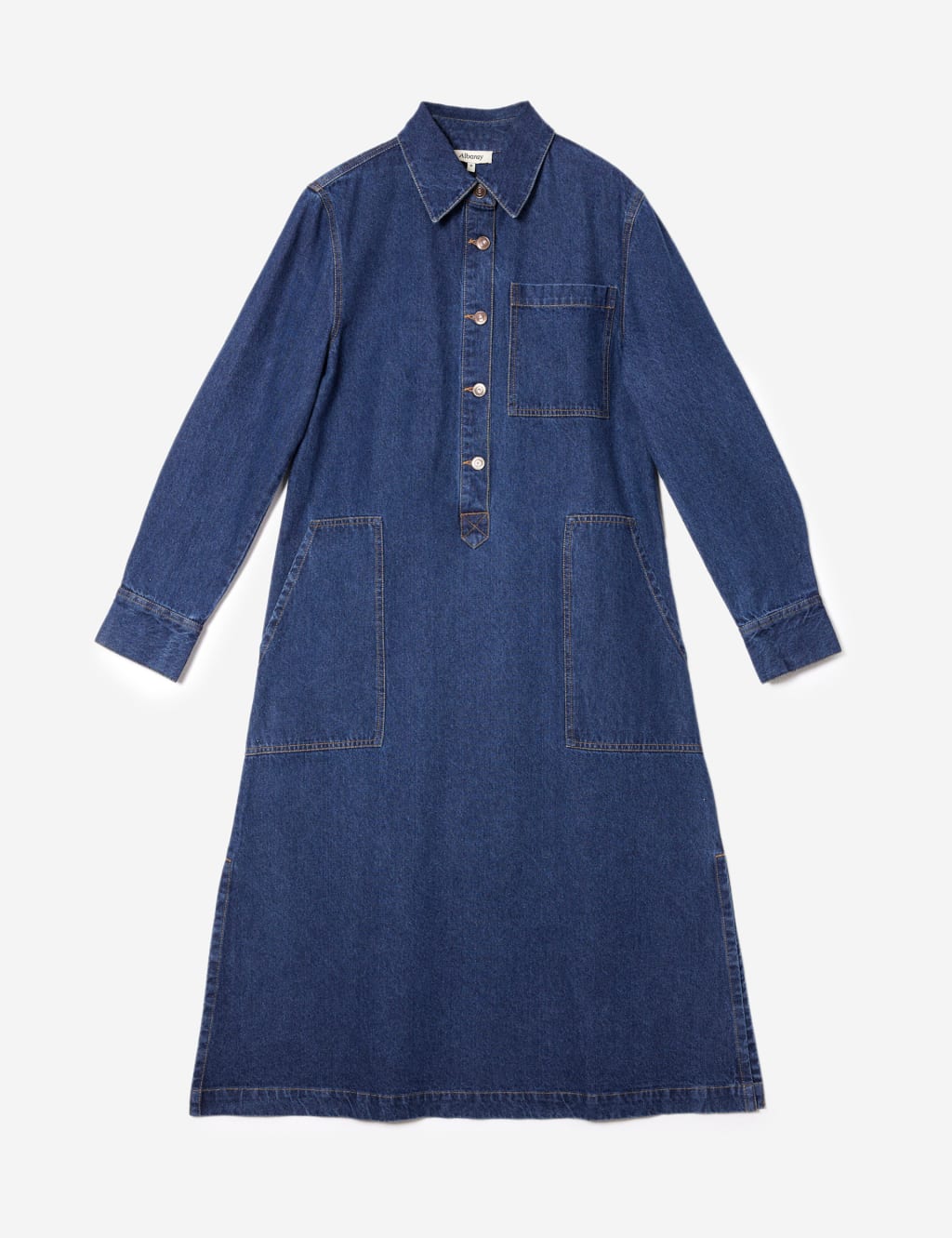 Denim Midi Shirt Dress 1 of 4