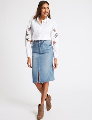 Denim midi skirt on sale m and s