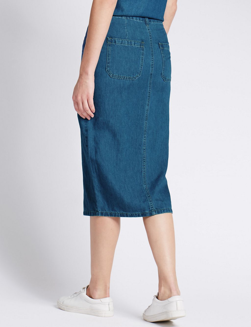 Denim Midi Skirt with Linen 2 of 3