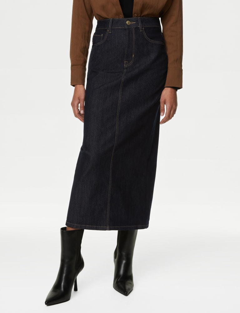 Denim midi skirt m and s top