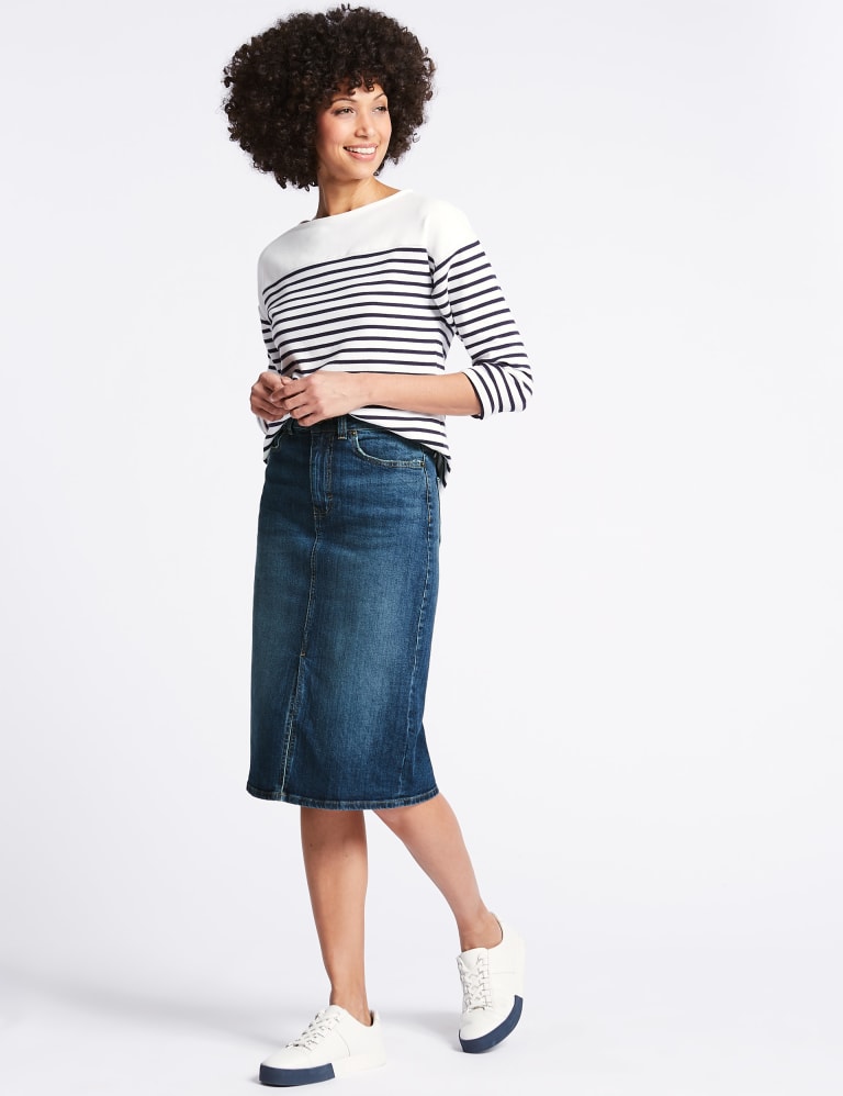 Denim Midi Skirt M S Collection M S