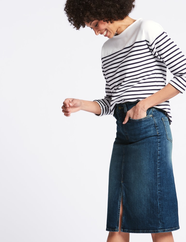Denim Midi Skirt M S Collection M S