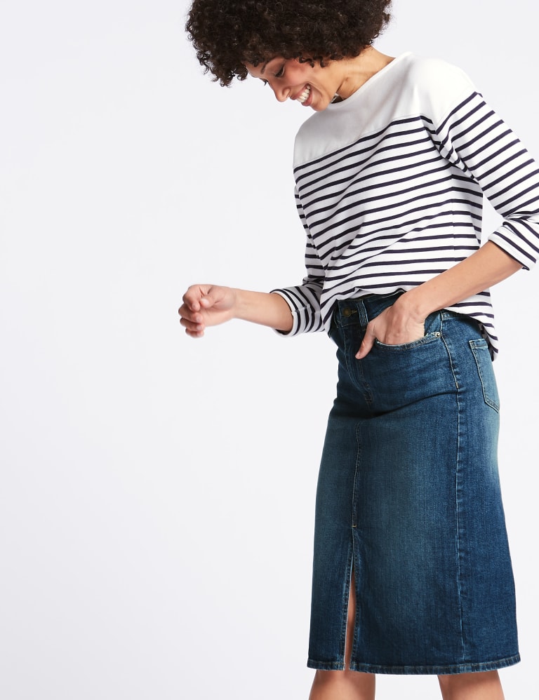 Denim Midi Skirt 3 of 5