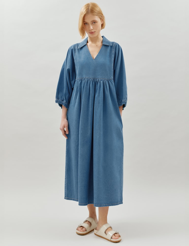 Denim Midi Smock Dress Albaray M S