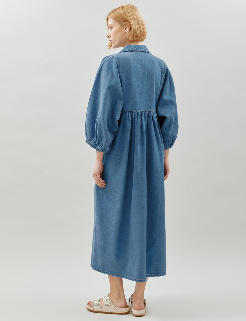 Denim Midi Smock Dress 2 of 5