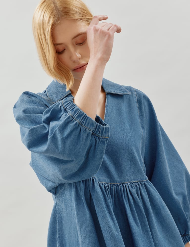 Denim smock top new arrivals