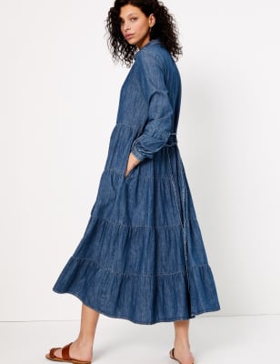 denim tiered dress